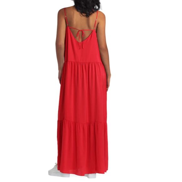 Gigi Parker Tiered Red Maxi Dress Medium - Picture 2 of 11